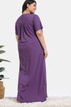 Zivame True Curv Petal Dreams Knit Cotton Full Length Nightdress - Medivel Blue — thumbnail 4